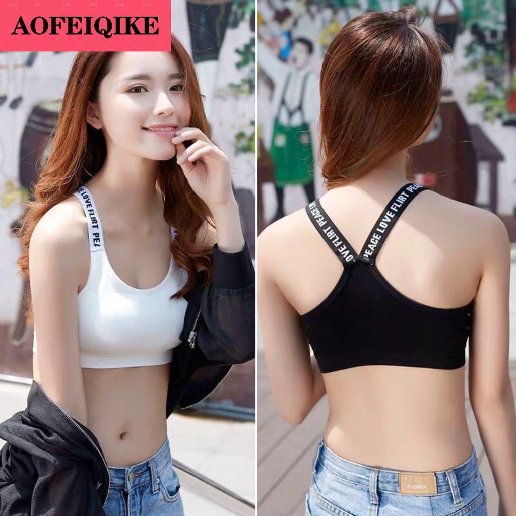 Bralette Triangle Set - 40-65 キロセクシーなブラトップ女性スポーツブラ手紙ストラップジムヨガ女性パッドスポーツウェアタンクトップスポーツプッシュアップ Bralette