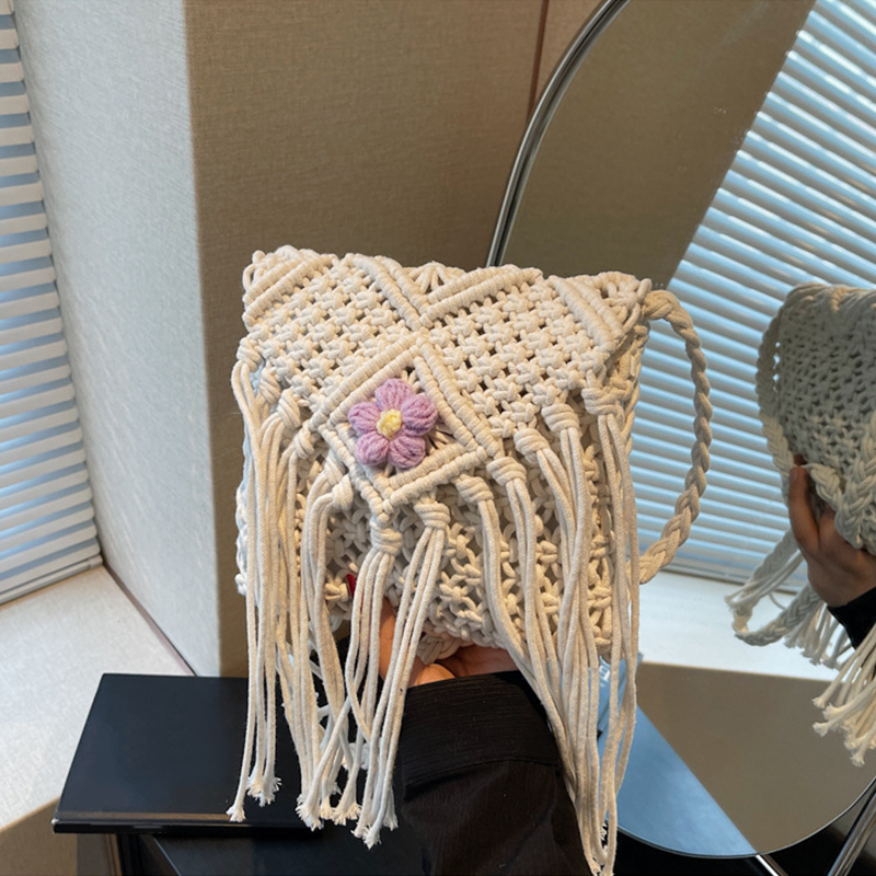 Crochet Bag Raffia - 女性のためのサマーバッグ手作りタッセルビーチバッグ織ハンドバッグ休暇ショルダークロスボディバッグ