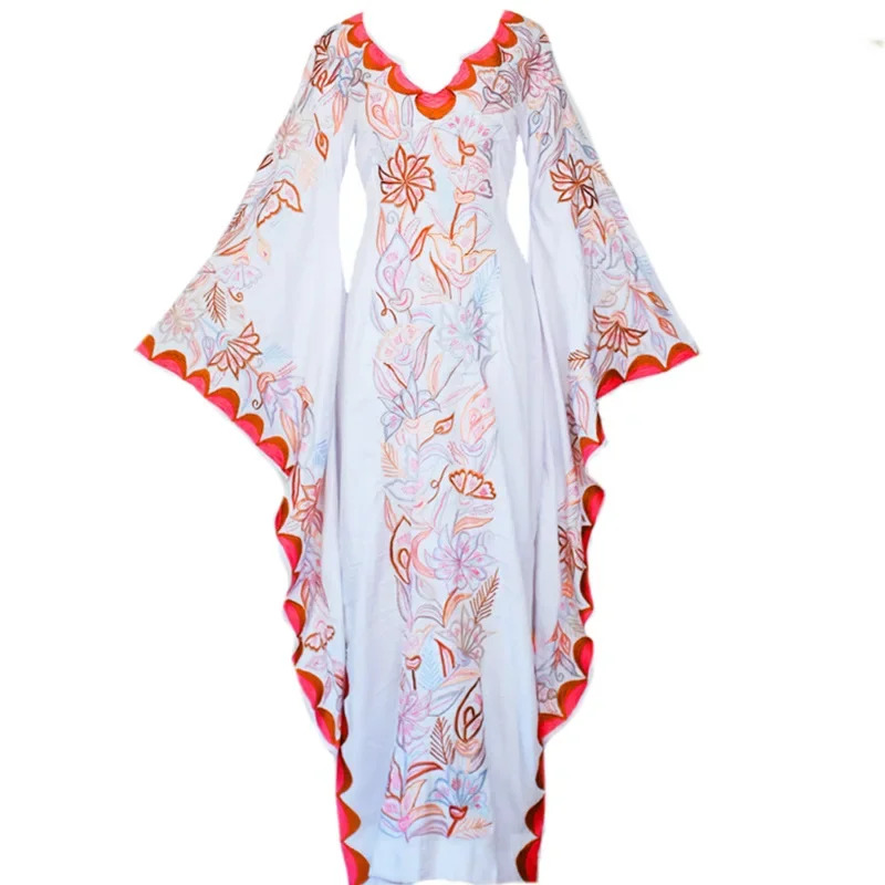 Romper Floral Print - 中世のコスプレ衣装ヴィンテージ女性用花柄プリントフレアスリーブビーチボヘミアンマキシレディースVネックヴァンパイアドレスV b;4.f'7;j,3'