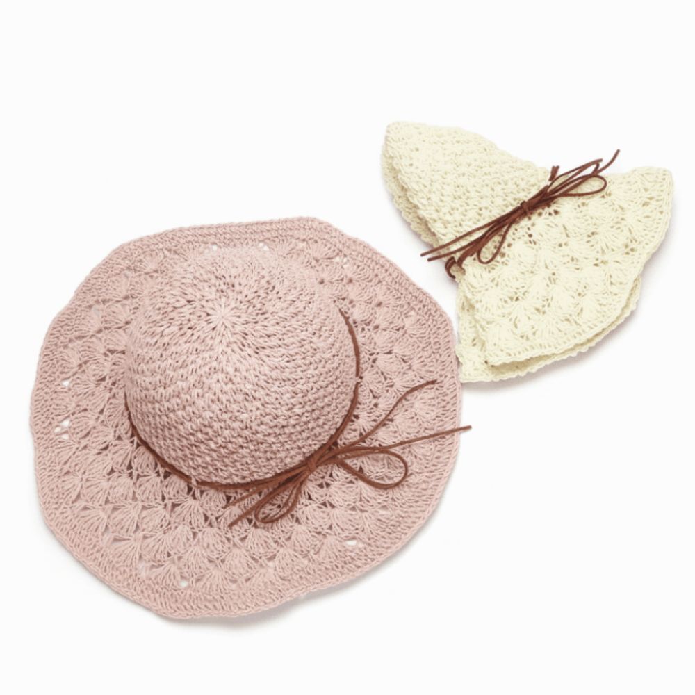Hat Floppy Wide - 手編みかぎ針編み麦わら帽子つば広折りたたみ式麦わら帽子UV保護通気性パナマハット夏の女性の着用