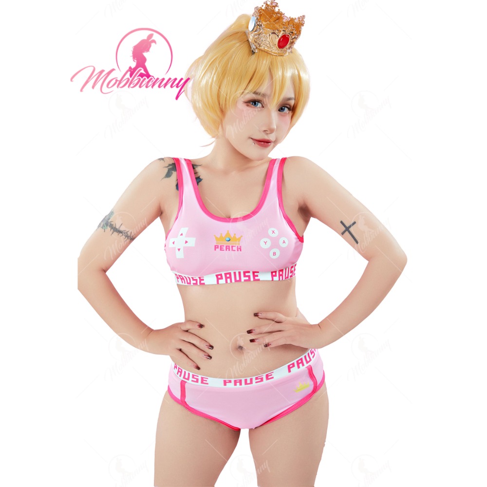 Bralette Triangle Set - モブニー-ピーチのエキゾチックなスポーツブラレット,タンクトップ,ショートヨガの衣装,スポーツパジャマ,コスプレ衣装