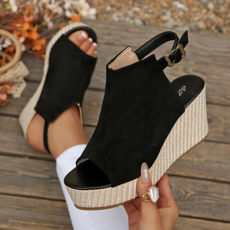 Wedge Espadrille Women - 女性サンダル夏ウェッジプラットフォームスエードオープントゥバックルアンクルストラップエスパドリーユカジュアルビーチ快適なウォーキングシューズ 2026