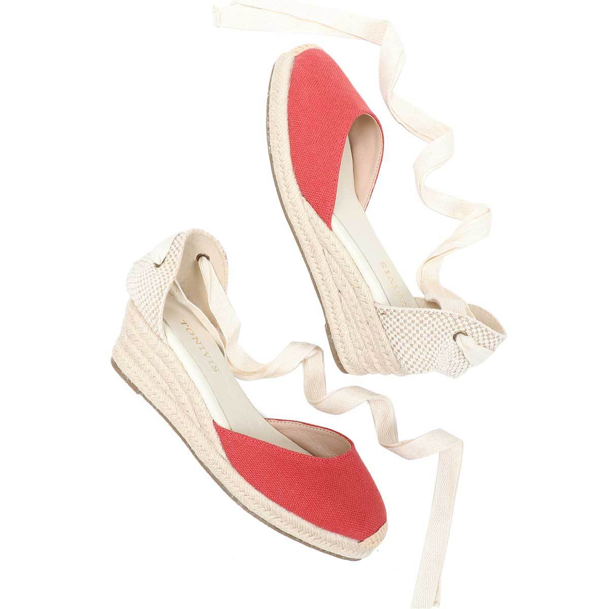 Wedge Espadrille Women - レディース ウェッジ エスパドリーユ レースアップ サンダル 快適な夏用シューズ