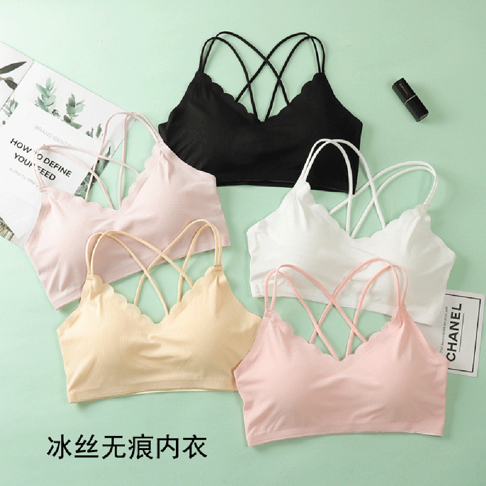 Bralette Triangle Set - 女性のためのセクシーな3Dスポーツブラ,シームレス,ストラップレス,腕立て伏せ,ランジェリー,フェミニンな下着