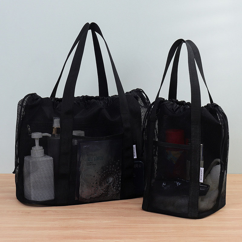 Tote Bag Beach - 大容量ビーチバッグ、排水機能付きコスメ収納バッグ、入浴用バッグ、洗面用具・メイクアップバッグ、子供用沿岸メッシュウォッシュトートバッグ