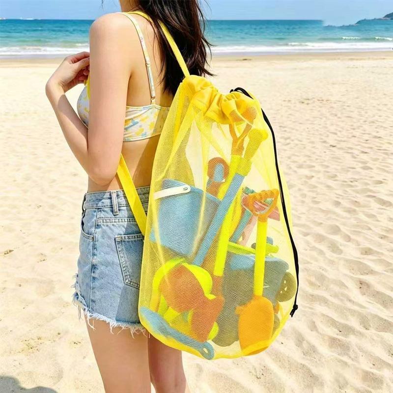 Tote Bag Beach - 大容量ポータブルメッシュビーチ収納バッグ通気性のある折りたたみ式1個入りトートバッグ子供用ビーチおもちゃプールパーティー用