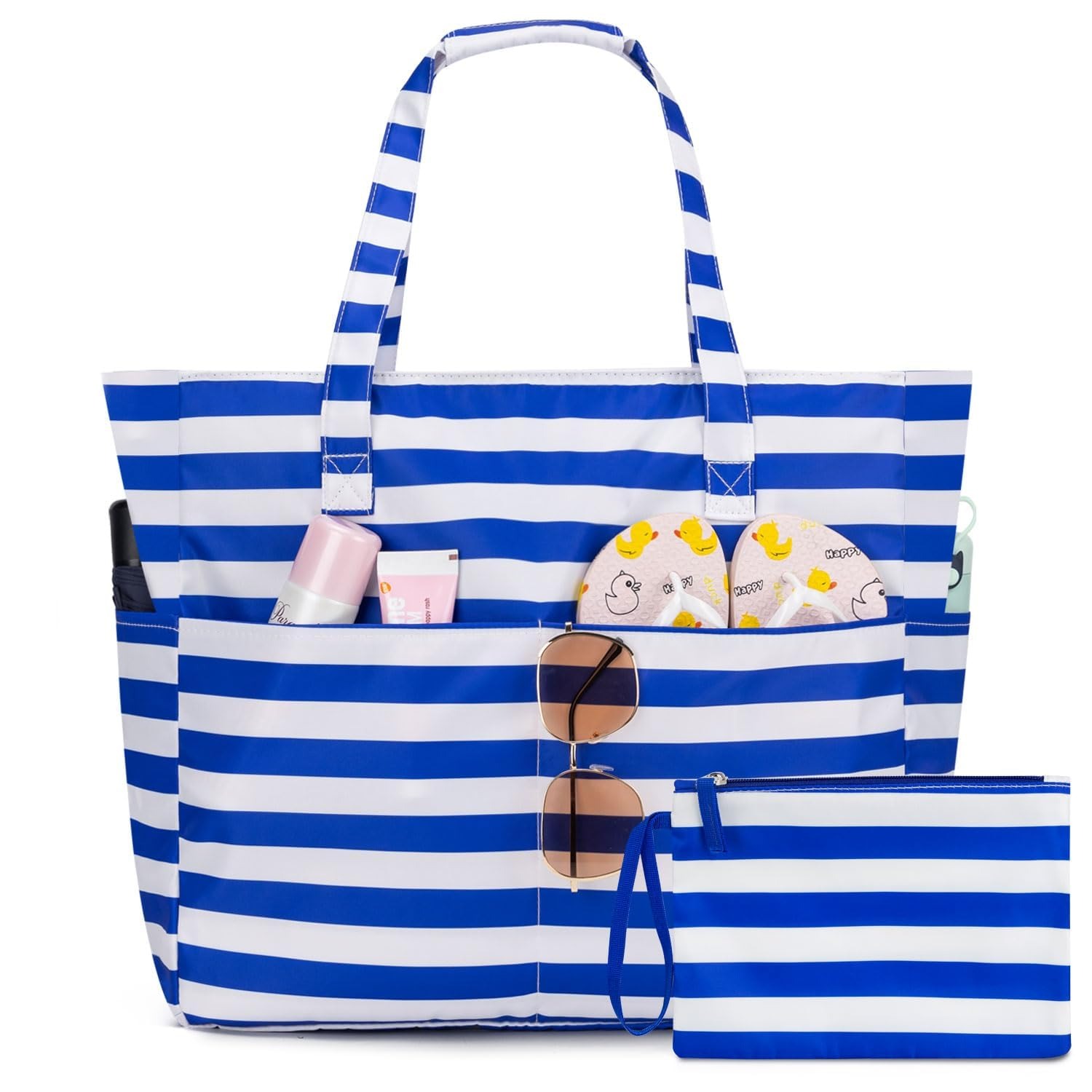 Tote Bag Beach - 女性用ビーチバッグ 防水防砂 レディーストートバッグ、ジッパー付き大型ビーチバッグ ジム、旅行、休暇に最適