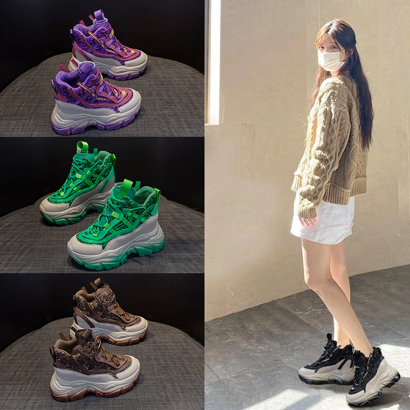 Wedge Espadrille Women - 2025年 レディース 隠しウェッジスニーカー 8.5CMソール 厚底プラットフォームシューズ グリッター