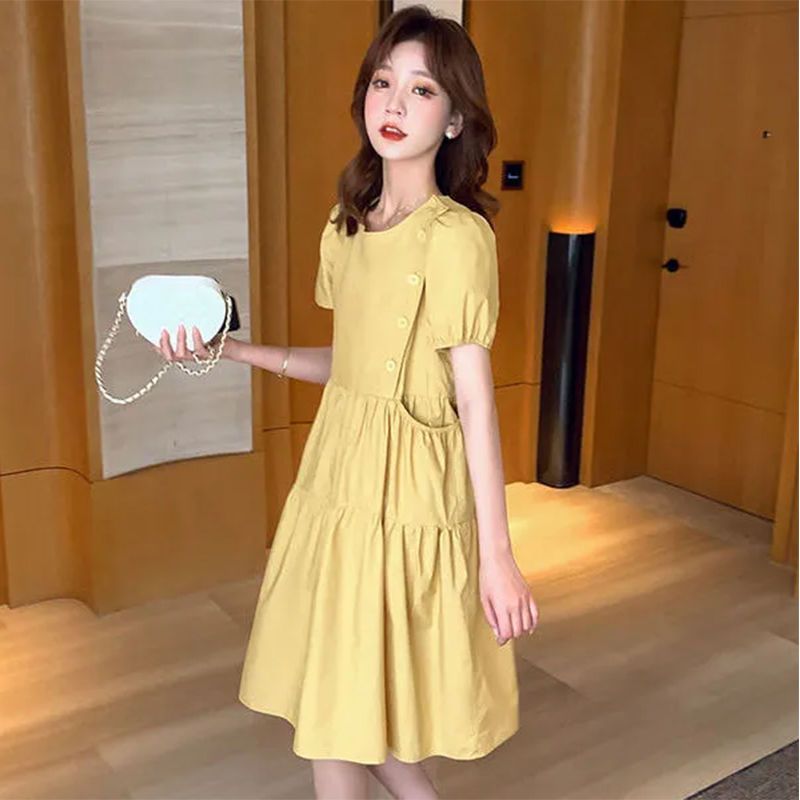 Linen Dress Wrap - ルーズカジュアルサマードレス,エレガントな韓国の女性のドレス,黄色のリネン,ヴィンテージ,ラージサイズ,ファッショナブル,2021