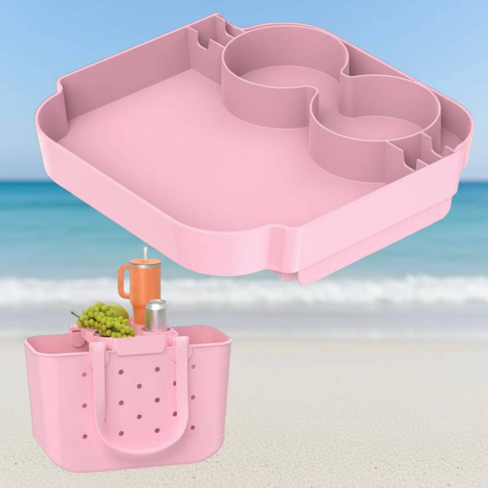 Tote Bag Beach - ビーチバッグトレイ 軽量トートバッグトレイインサート収納アクセサリー 簡単セットアップ マルチスロットデザイン ピクニック、旅行用
