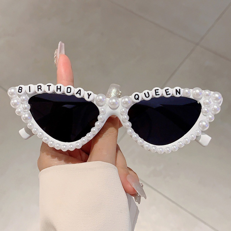 Sunglasses Cat Eye - キャットアイデザイン ギフトシェード 光沢のあるパールの装飾 ピンク プレゼント メガネ