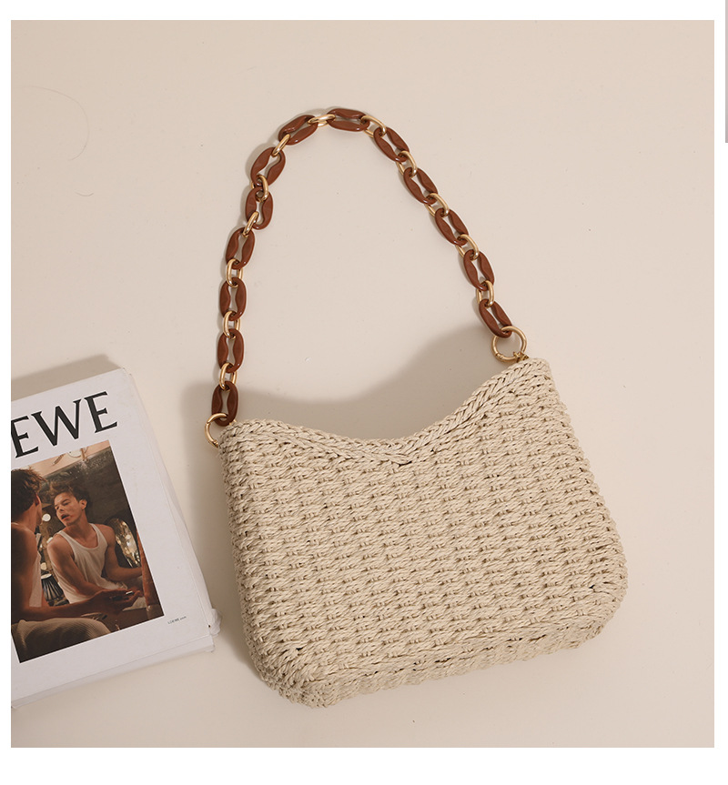 Tote Bag Beach - 女性用麦わらバッグ：ビーチでの休暇に最適な無地ショルダーバッグ、柔らかく丈夫で容量も広いトートバッグ