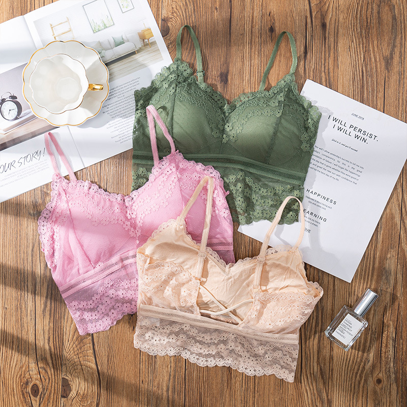 Bralette Triangle Set - シームレスな3Dレースのランジェリー,ホルタートップ,腕立て伏せ,ストラップレス,女性の下着