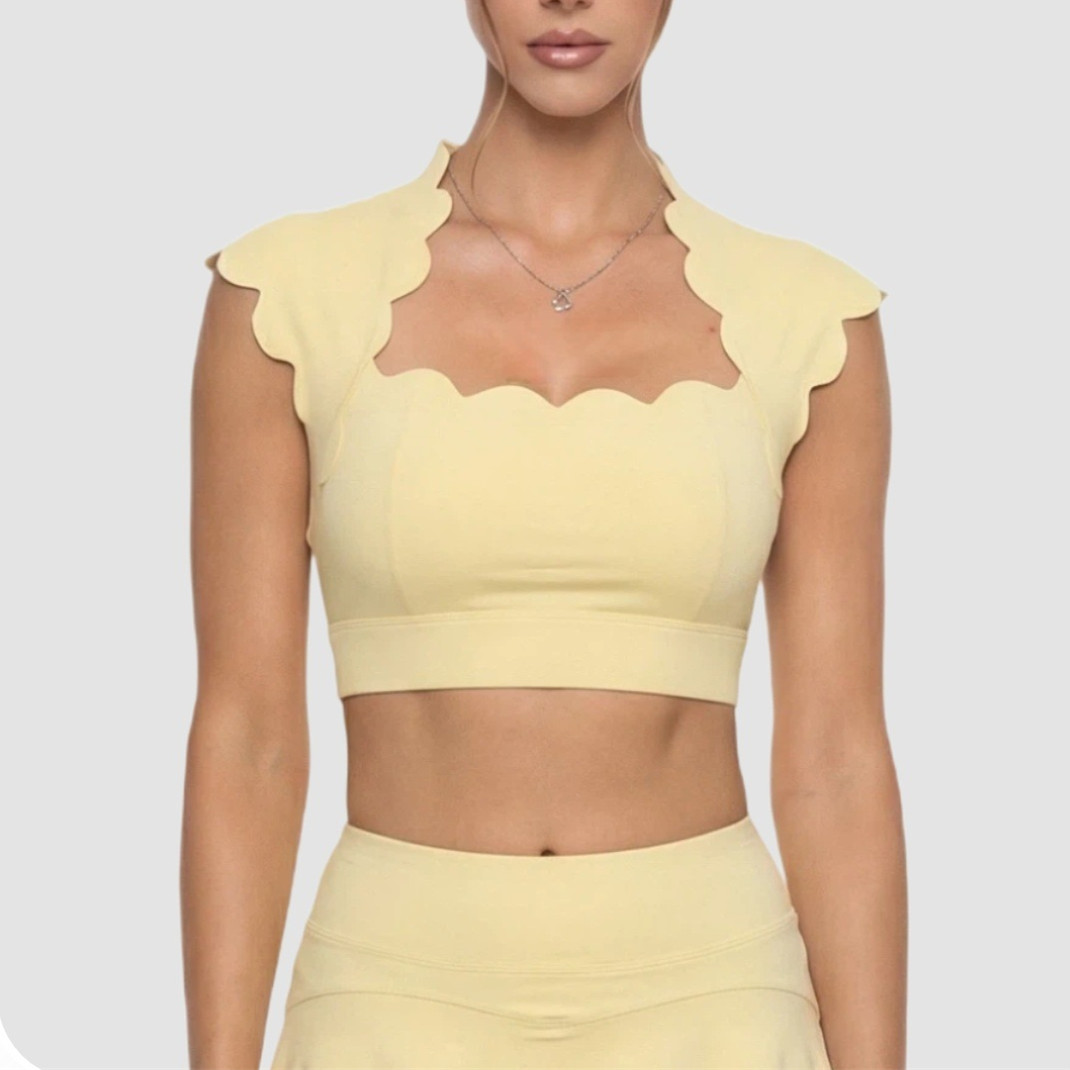 Crop Top Crochet - パッド入りウェーブデザインレディーススポーツベストヨガブラタンクトップランニングワークアウトスポーツベストフィットネスジムウェア女性用クロップアクティブウェアートップスXP16