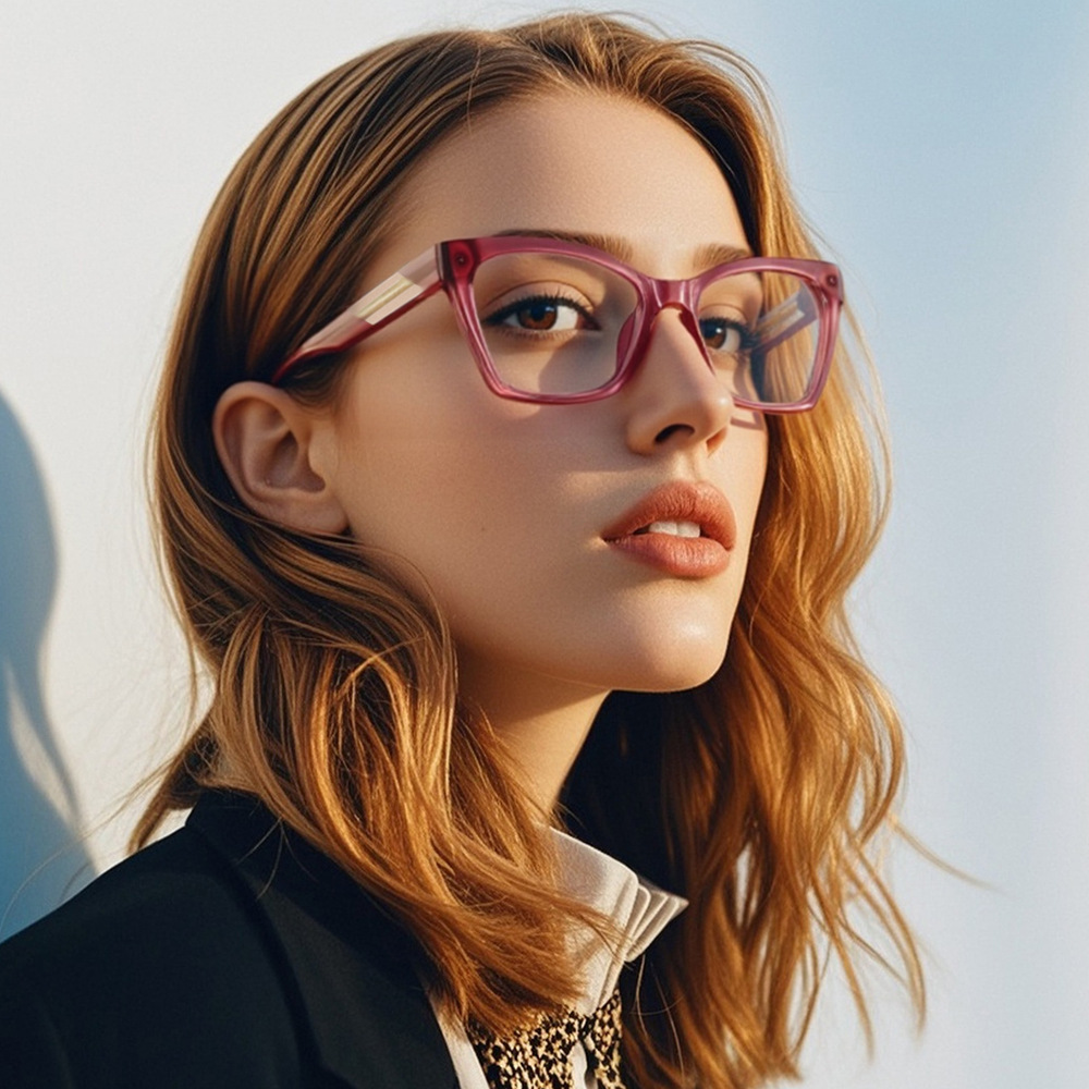 Sunglasses Cat Eye - キャットアイ大型フレームブルーライトカット眼鏡フレーム女性向けトレンドフルリムクリアレンズプレーン光学眼鏡普段使いギフト