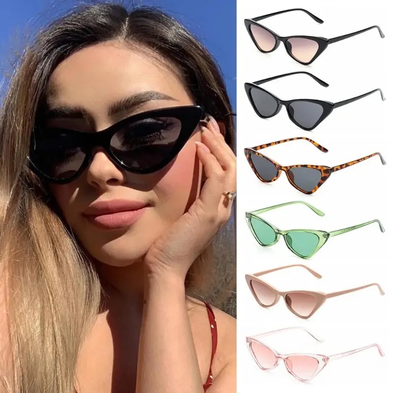Sunglasses Cat Eye - ヴィンテージキャットアイサングラス女性用小さなフレーム日焼け防止サングラス UV400 メガネファッショントレンディストリートウェア