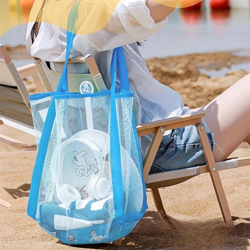 Tote Bag Beach - マルチカラー水泳用大型メッシュビーチバッグ、砂が入らないポータブルトート、通気性のある折りたたみ式おもちゃ収納、アウトドアメッシュハンドバッグ