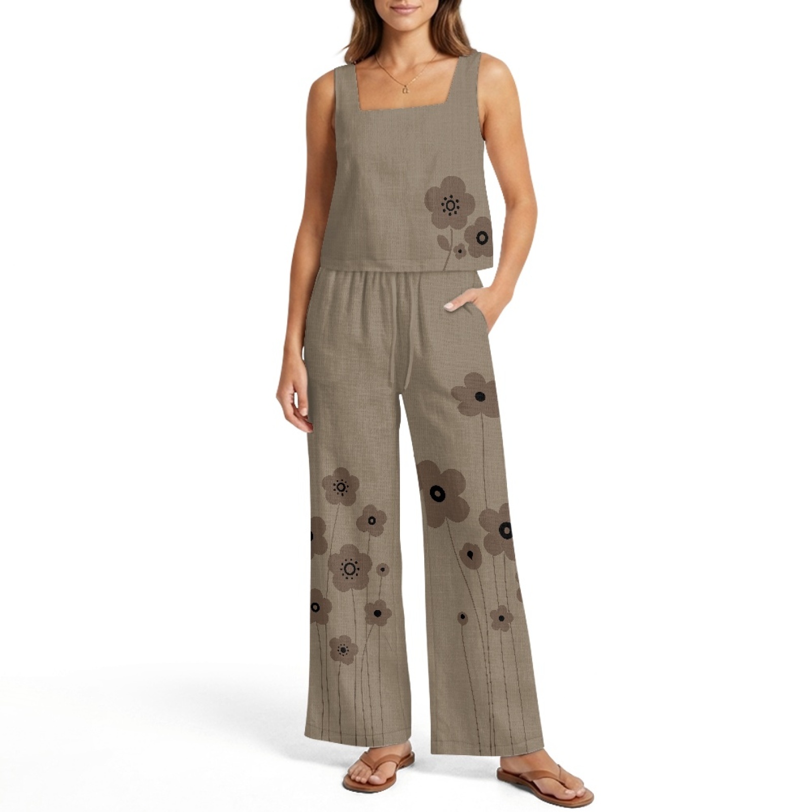 INSTANTARTS レディース リネンベストセット レデ - Linen Pant Wide のレビューと価格