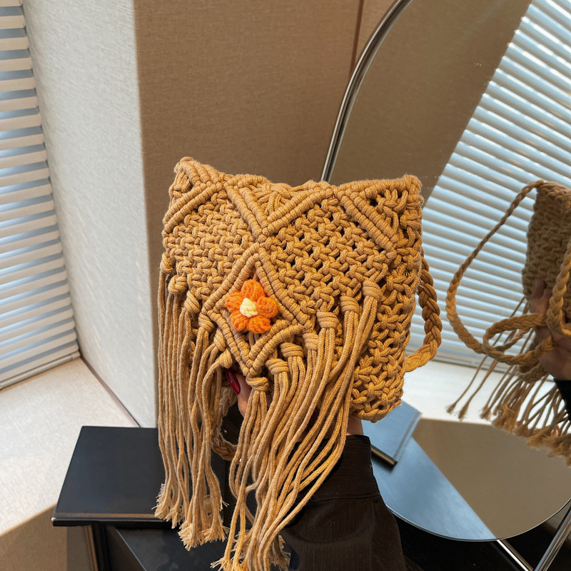 女性のためのサマーバッグ手作りタッセルビーチバッグ織ハンドバ - Crochet Bag Raffia のレビューと価格