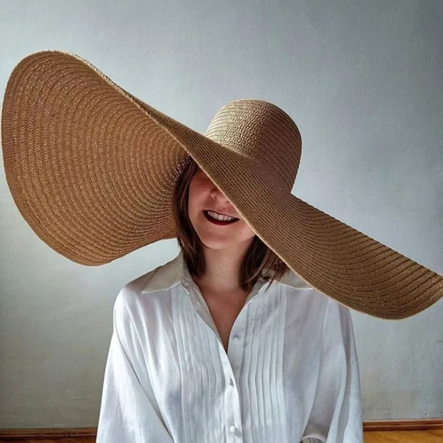 女性用特大ビーチストローハット、フロッピー特大サンバイザーハ - Hat Floppy Wide のレビューと価格