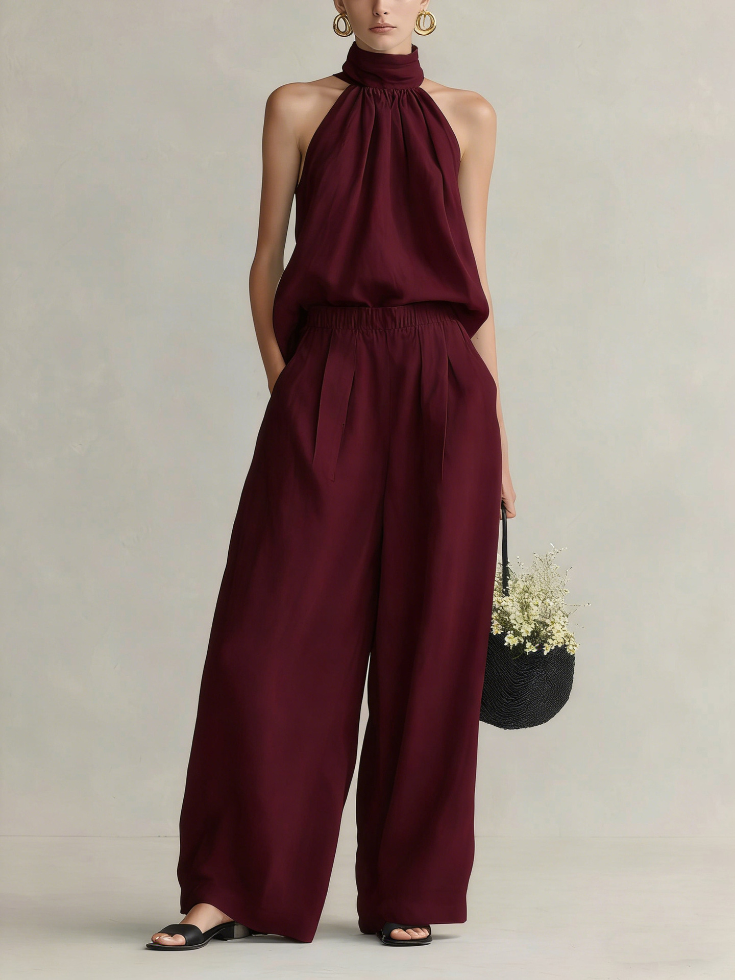 レディース2026夏新作ノースリーブネックハンギングトップ＋ - Linen Pant Wide のレビューと価格