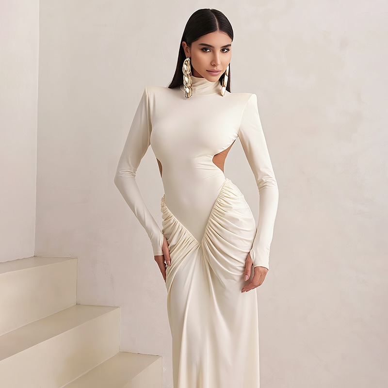 女性用バックレスロングドレス、タートルネック、イブニングパー - Maxi Dress Halter のレビューと価格