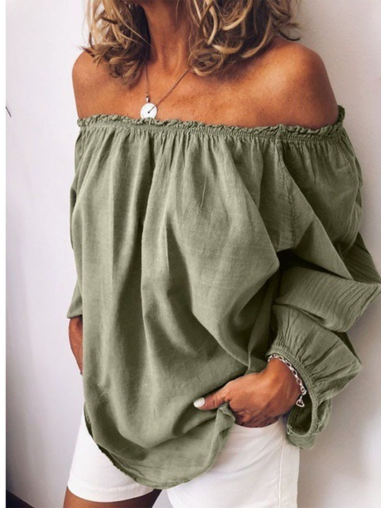 新しいシックな女性のオフショルダー長袖シャツヴィンテージソリ - Blouse Off Shoulder のレビューと価格