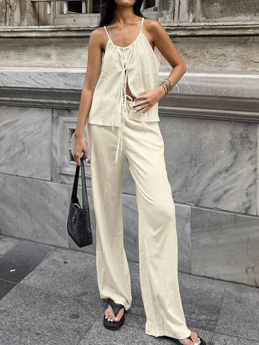 2026年女性用ツーピースセット、レディースお揃いセット、ホ - Linen Pant Wide のレビューと価格