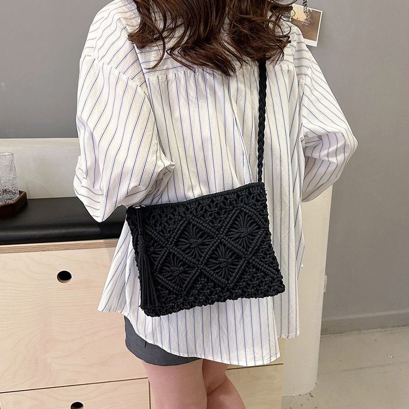 女性用透かし彫りストローショルダーバッグ,サマーショルダーバ - Crochet Bag Raffia のレビューと価格