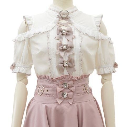 甘いキュートな女の子半袖トップス和風甘いブラウス 2025  - Blouse Off Shoulder のレビューと価格