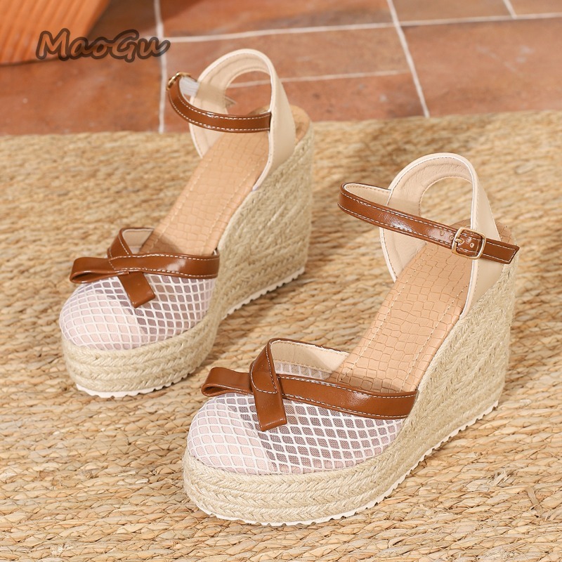 サイズ42 女性のメッシュボウエスパドリーユウェッジサンダル - Wedge Espadrille Women のレビューと価格