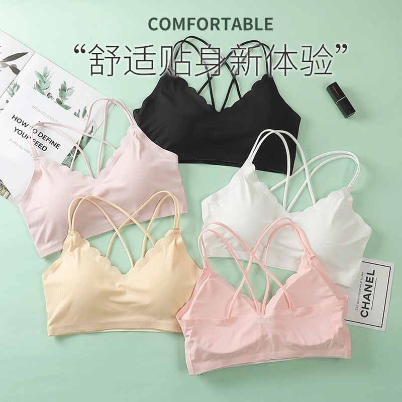 女性のためのセクシーな3Dスポーツブラ,シームレス,ストラッ - Bralette Triangle Set のレビューと価格