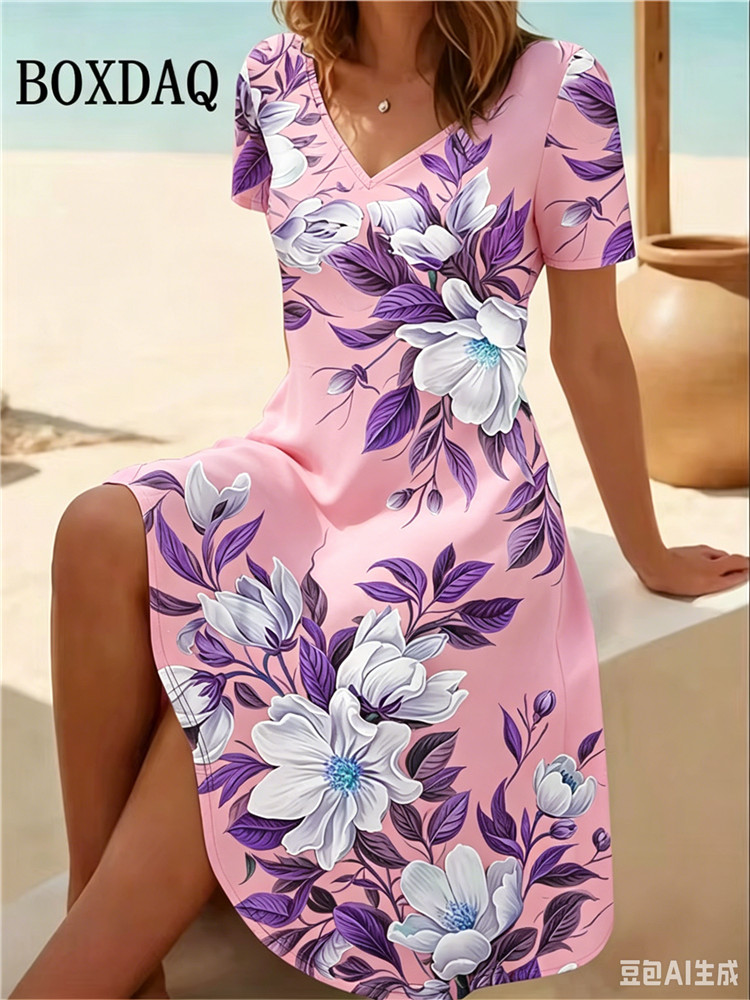 6XL プラスサイズの女性のドレス夏のビーチカジュアル A  - Romper Floral Print のレビューと価格