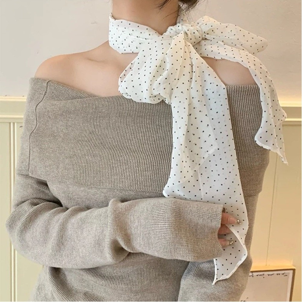 ファッションヘッドバンド水玉模様スカーフ水玉模様シフォン薄い - Headband Summer Knit のレビューと価格