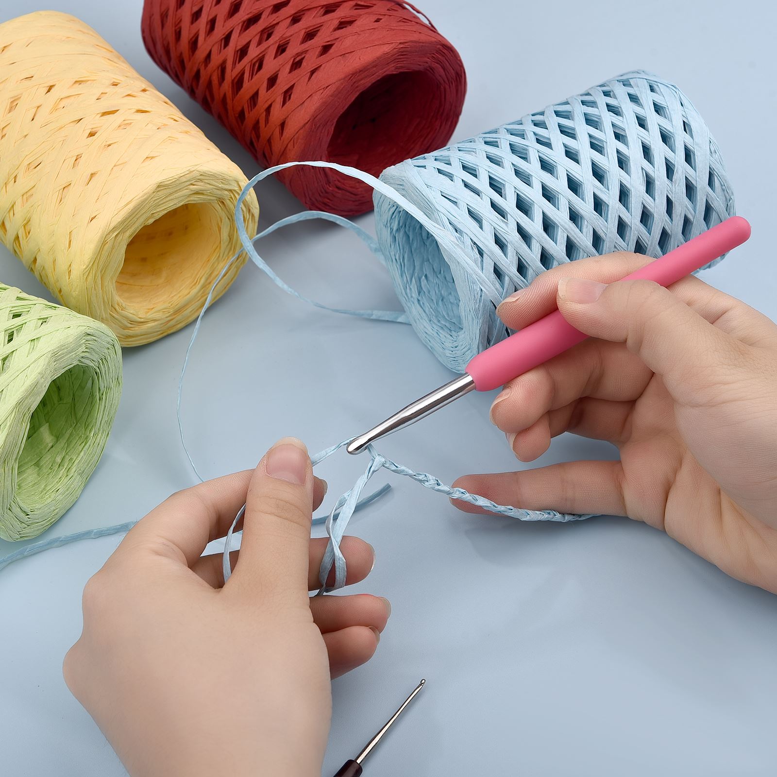 100 メートル天然ラフィアわら糸ニットかぎ針編み紙糸フレン - Crochet Bag Raffia のレビューと価格