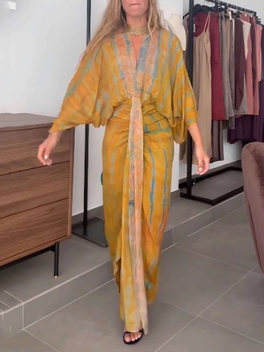 サマードレス レディース リネン Vネックドレス 花柄 ハイ - Linen Dress Wrap のレビューと価格