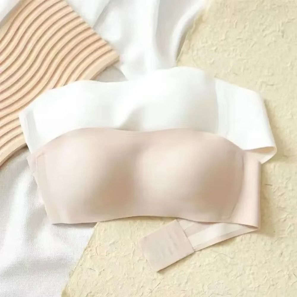 ソリッドカラーのストラップレスラップブラジャー目に見えないノ - Bralette Triangle Set のレビューと価格