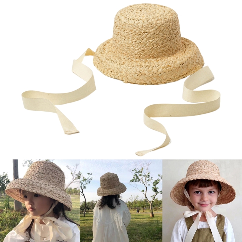 女の子のための手織りの麦わら帽子,広いつばの広いビーチキャッ - Hat Floppy Wide のレビューと価格