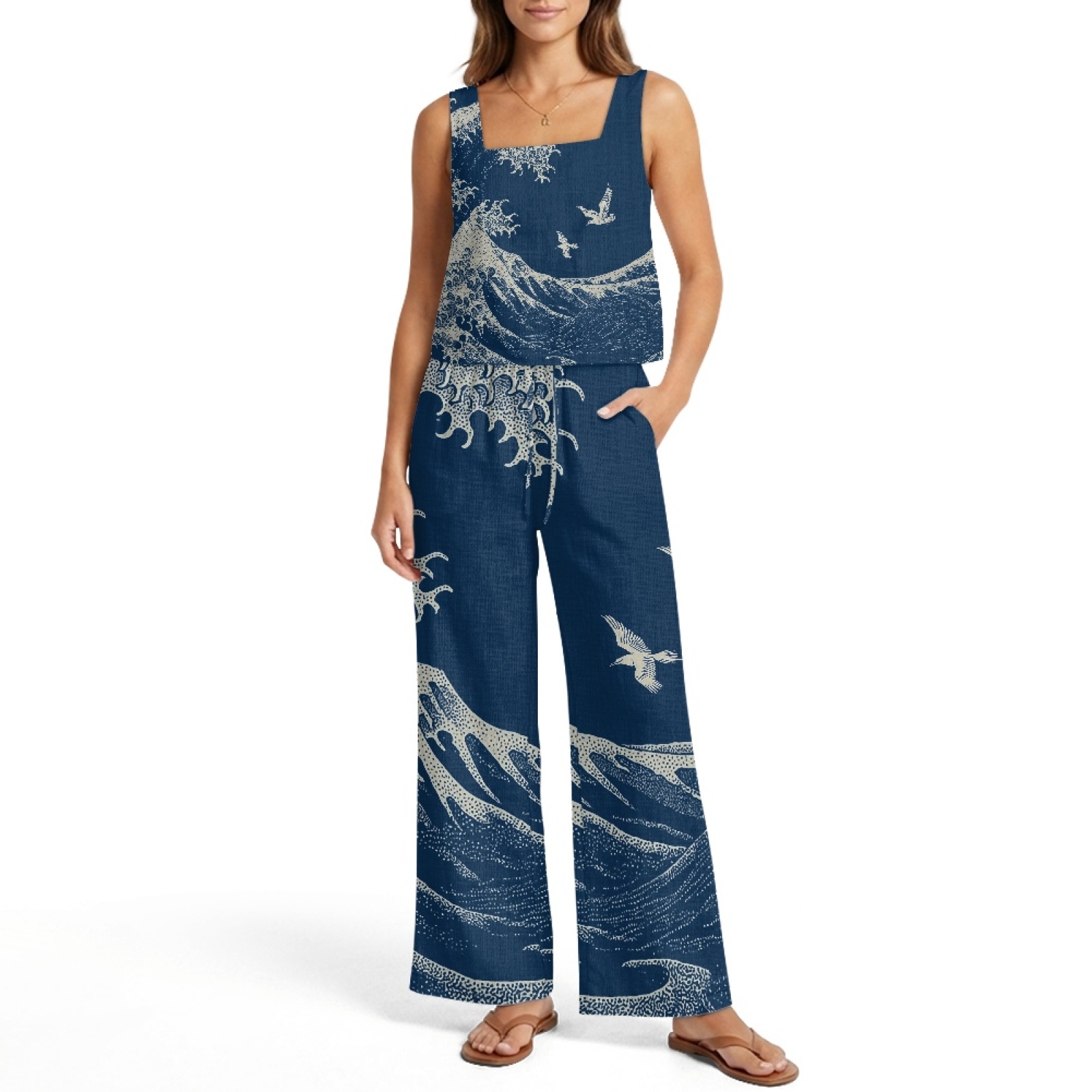 INSTANTARTS レディース リネンベストセット レデ - Linen Pant Wide のレビューと価格