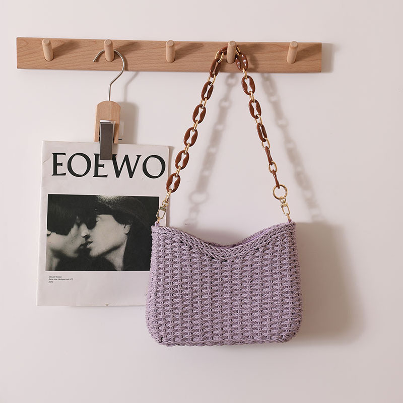 女性用麦わらバッグ：ビーチでの休暇に最適な無地ショルダーバッ - Tote Bag Beach のレビューと価格