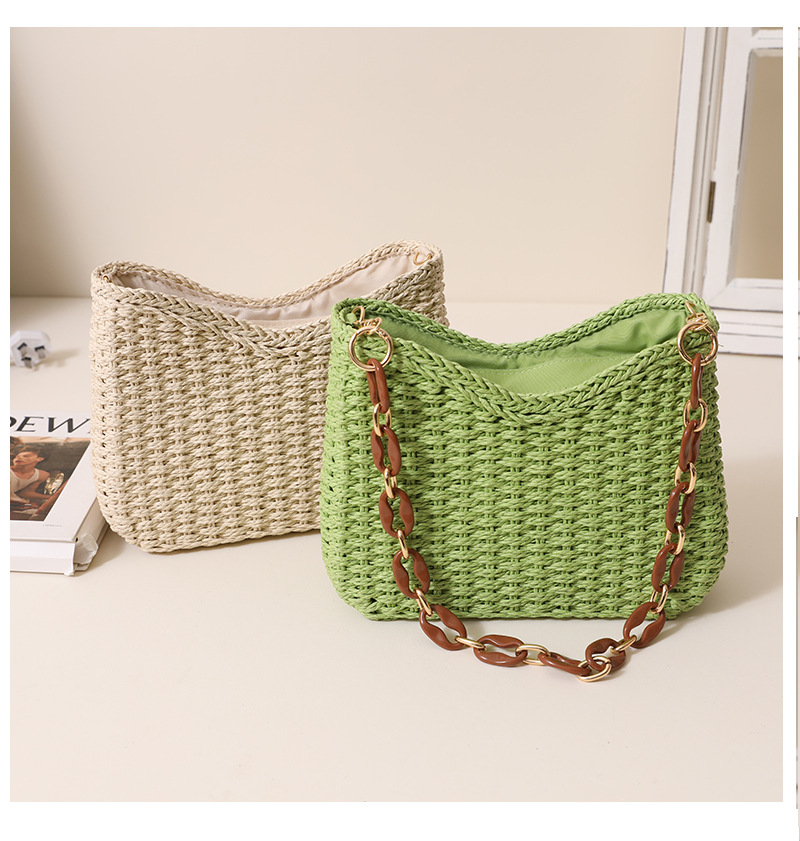 女性用麦わらバッグ：ビーチでの休暇に最適な無地ショルダーバッ - Tote Bag Beach のレビューと価格