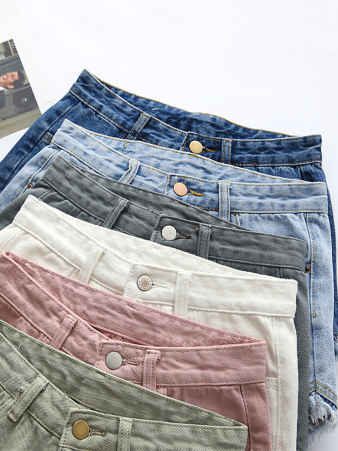 レディース ハイウエスト デニム ショートパンツ ヴィンテー - Shorts Denim Frayed のレビューと価格