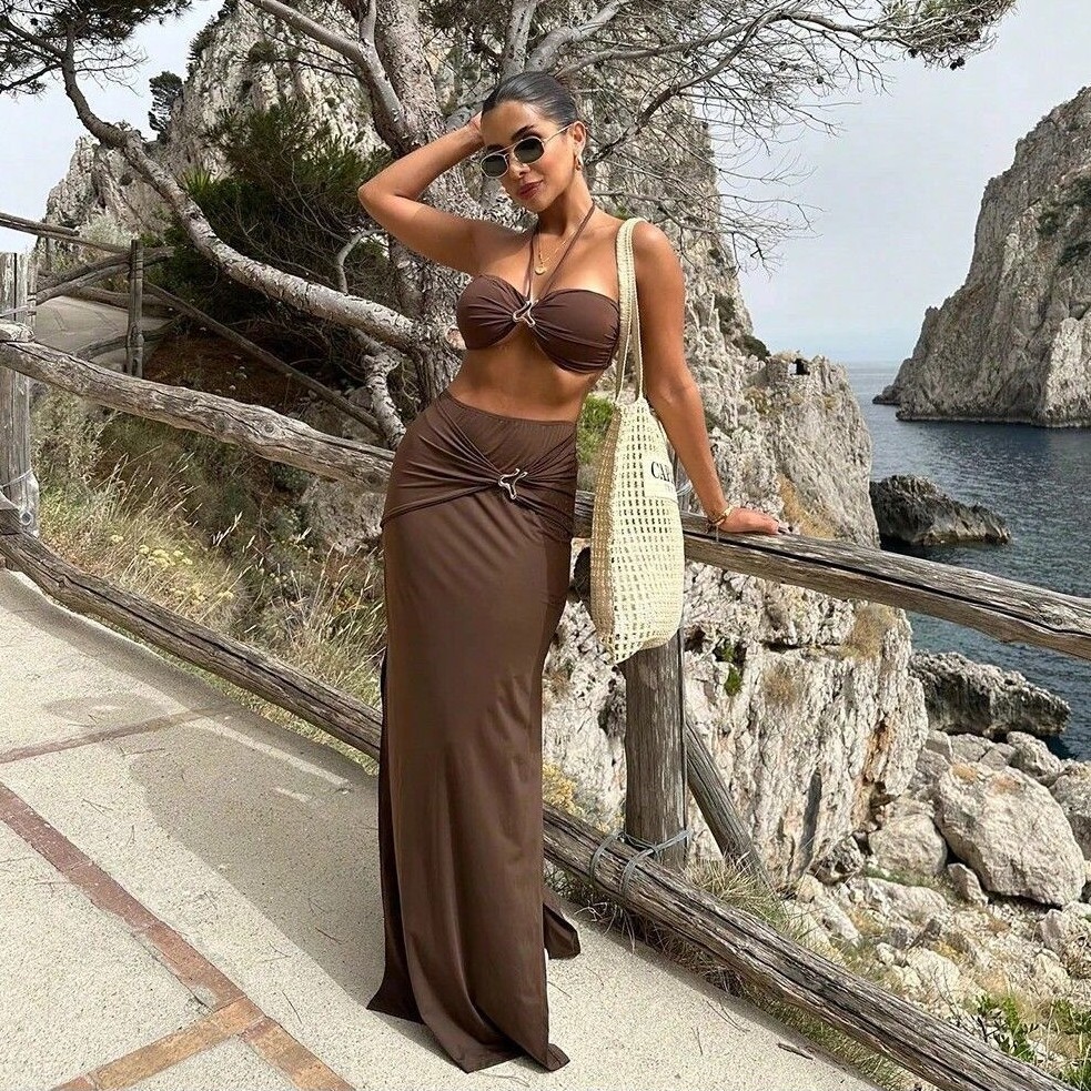 女性用ノースリーブタンキニビキニ、ホルターネック、ハイウエス - Swimsuit Bikini Ruched のレビューと価格