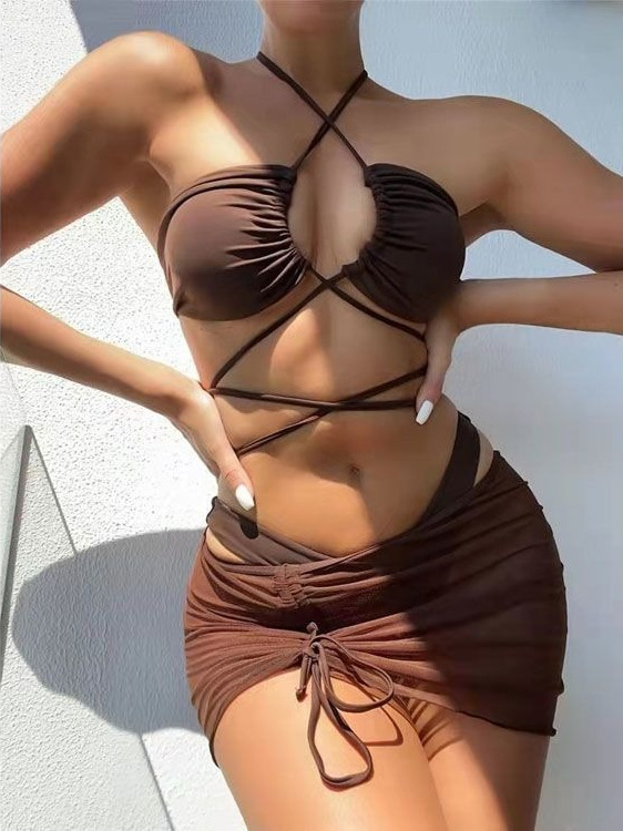 レディースハイウエストスプリットビキニ 2026年新作 トレ - Swimsuit Bikini Ruched のレビューと価格