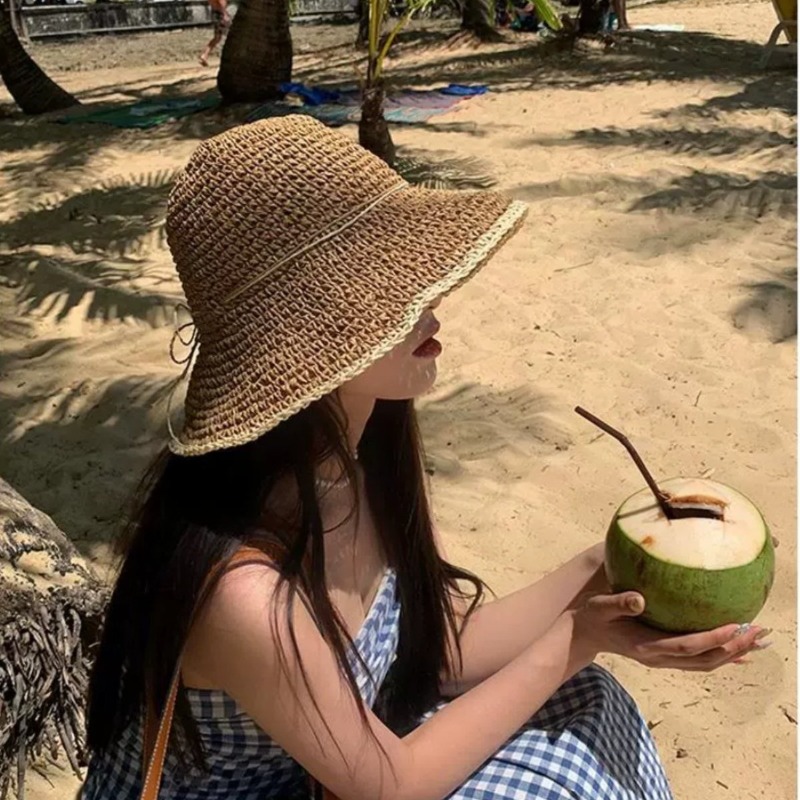 1pc レディースサマービーチストローハット、女性用、つば広 - Hat Floppy Wide のレビューと価格